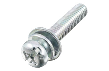 鉄(+)(-) ナベ頭セムス小ねじ P＝3(ピタック 極薄板用)(バネ座+JIS平座 組込)